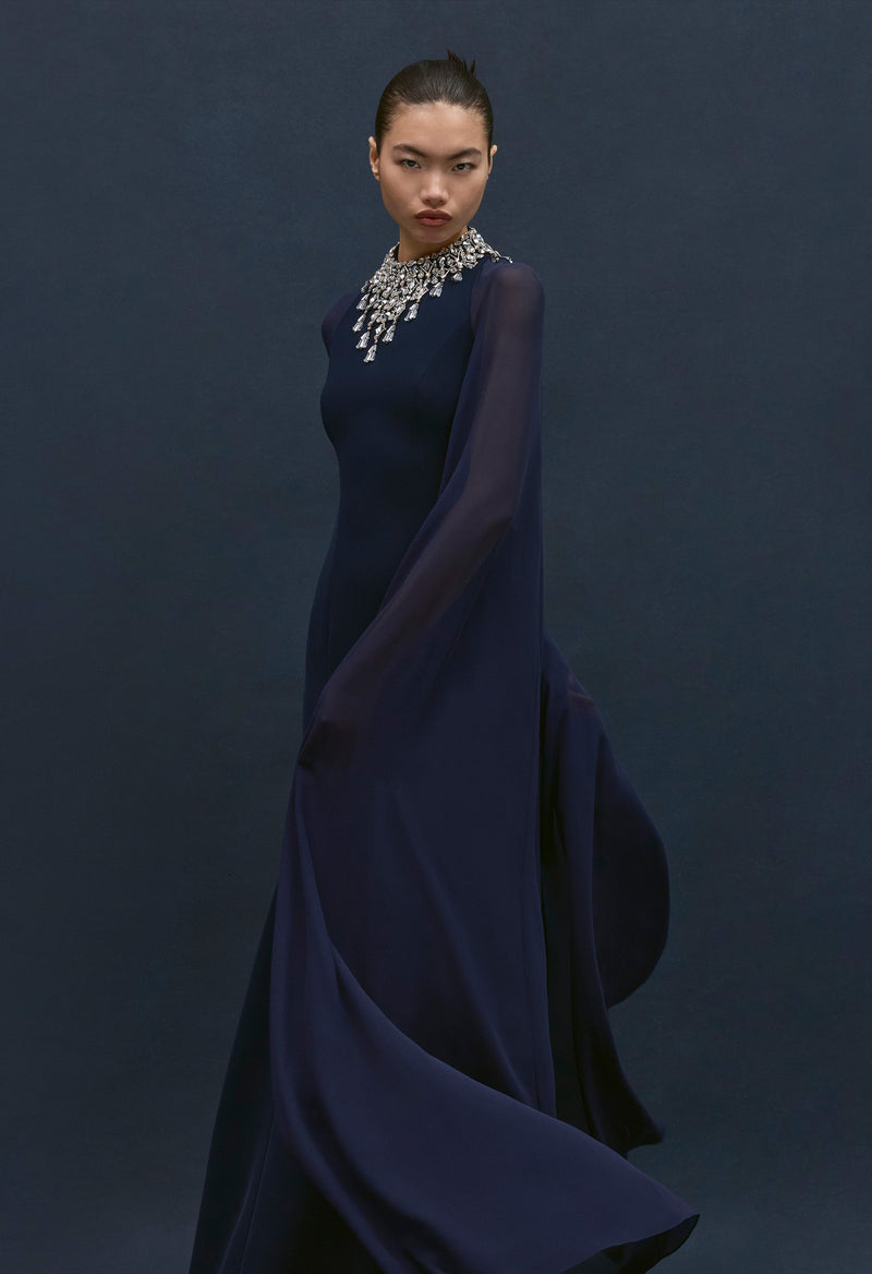 jenny packham blue dress The Official Website Size:14/46 Going out A-Line Halter Navy-Blue Chiffon carpet events.