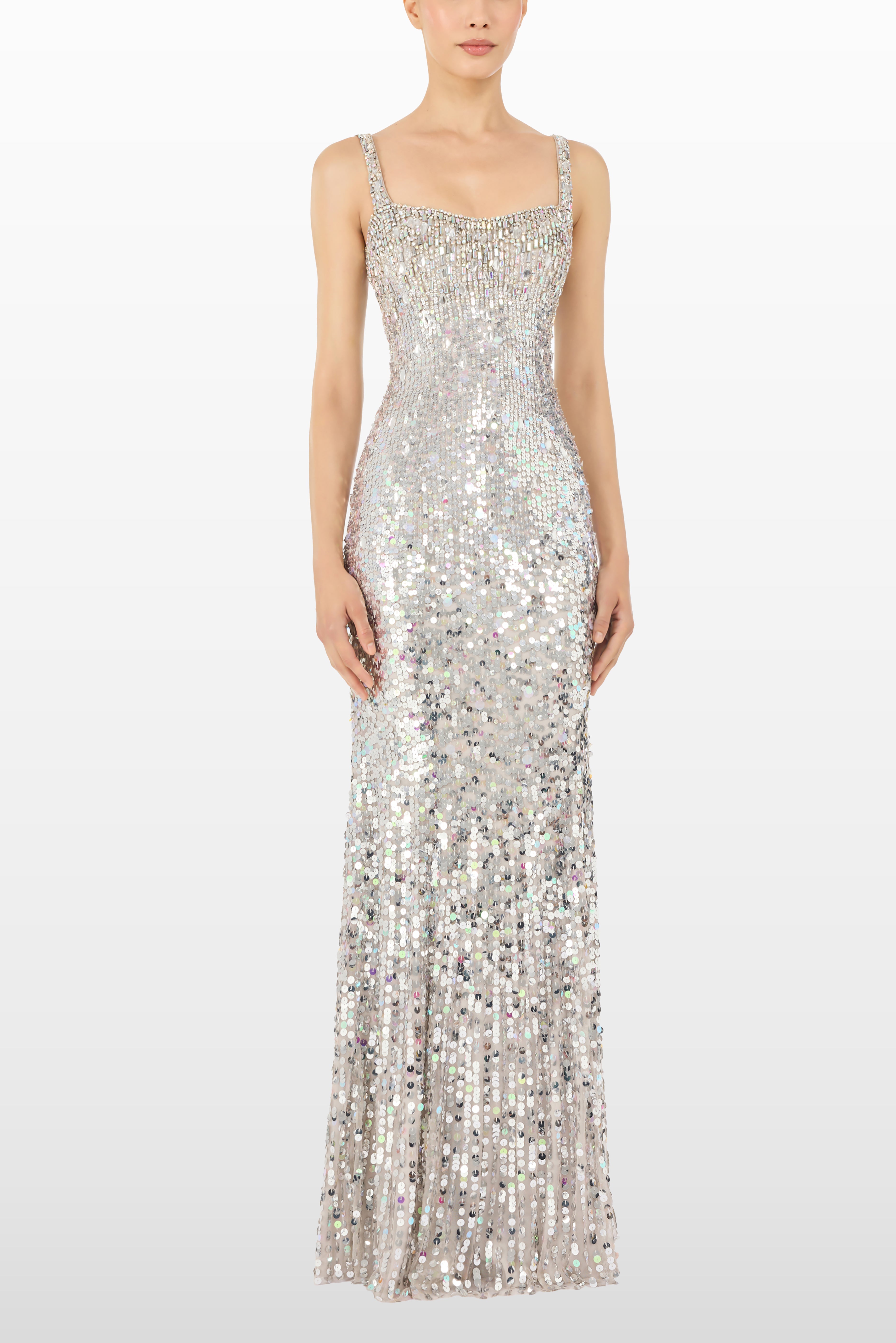 Mirabeau Square Neck Gown with Sequins Mirabeau Square Neck Gown with Sequins