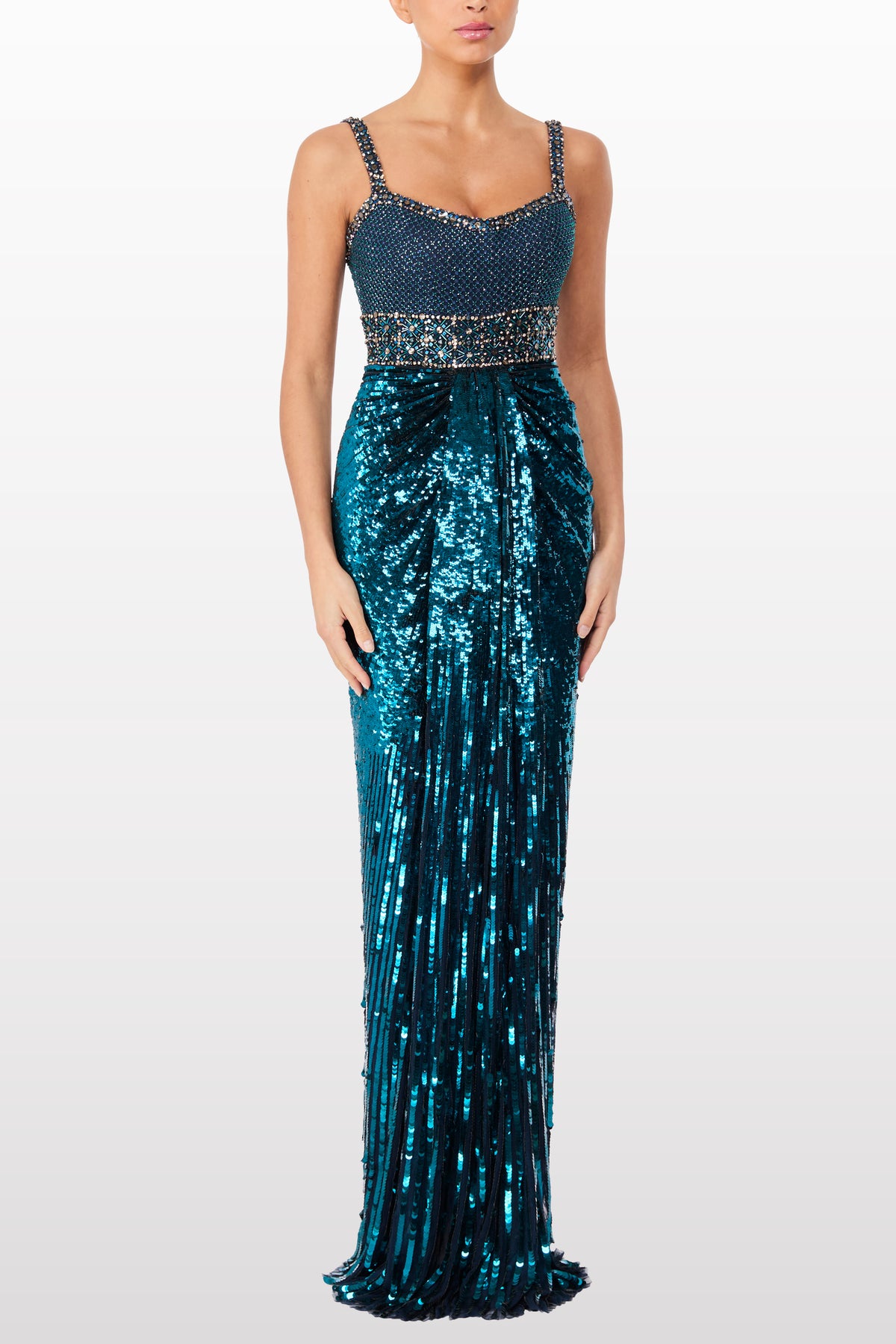 Only You Sequin Gown with Beaded Bodice
