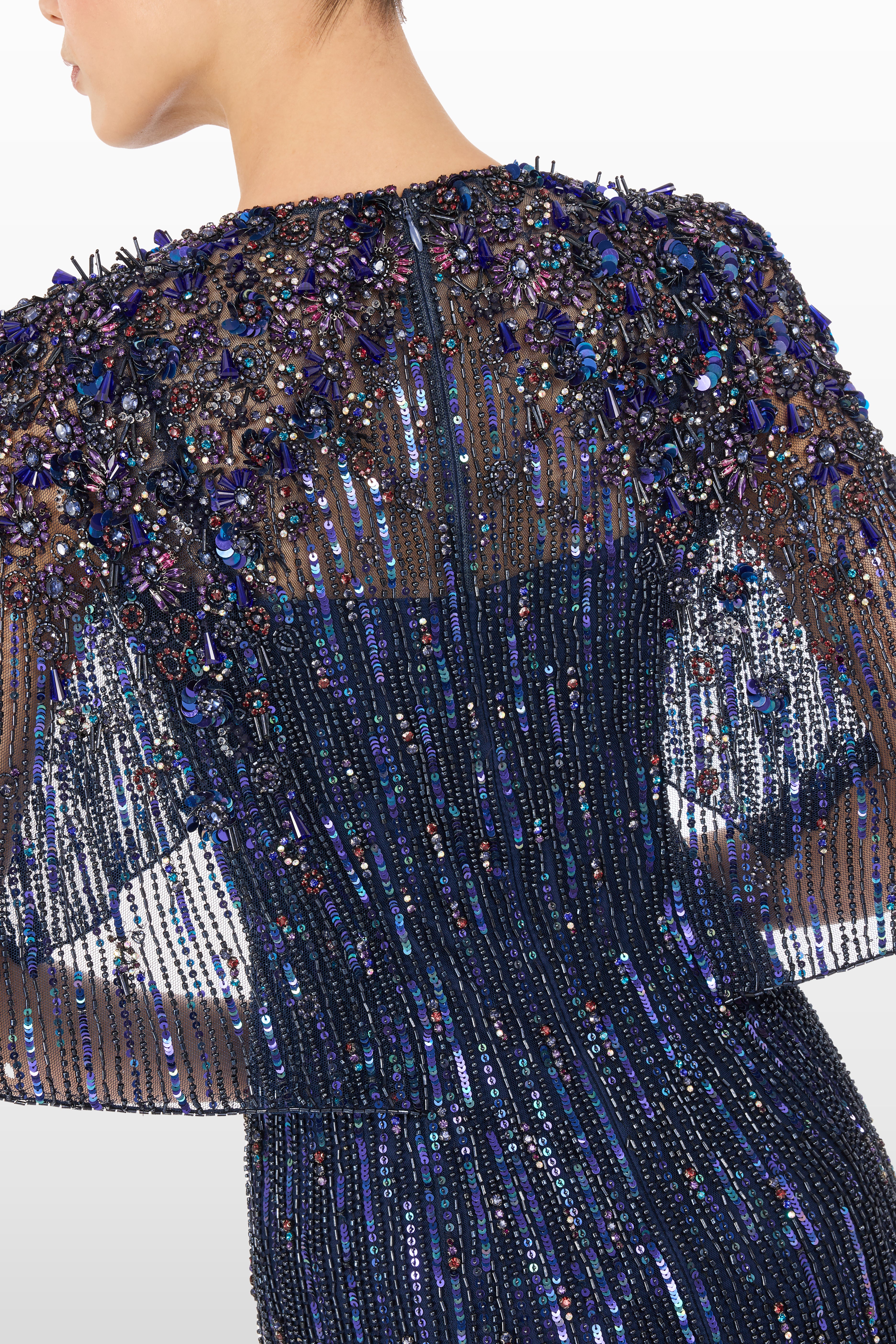 princess polly baby blue dress Adrianna Papell Beaded Cape Gown Adrianna Papell Sequin Beaded Gown With  Sheer Cape Sleeves In