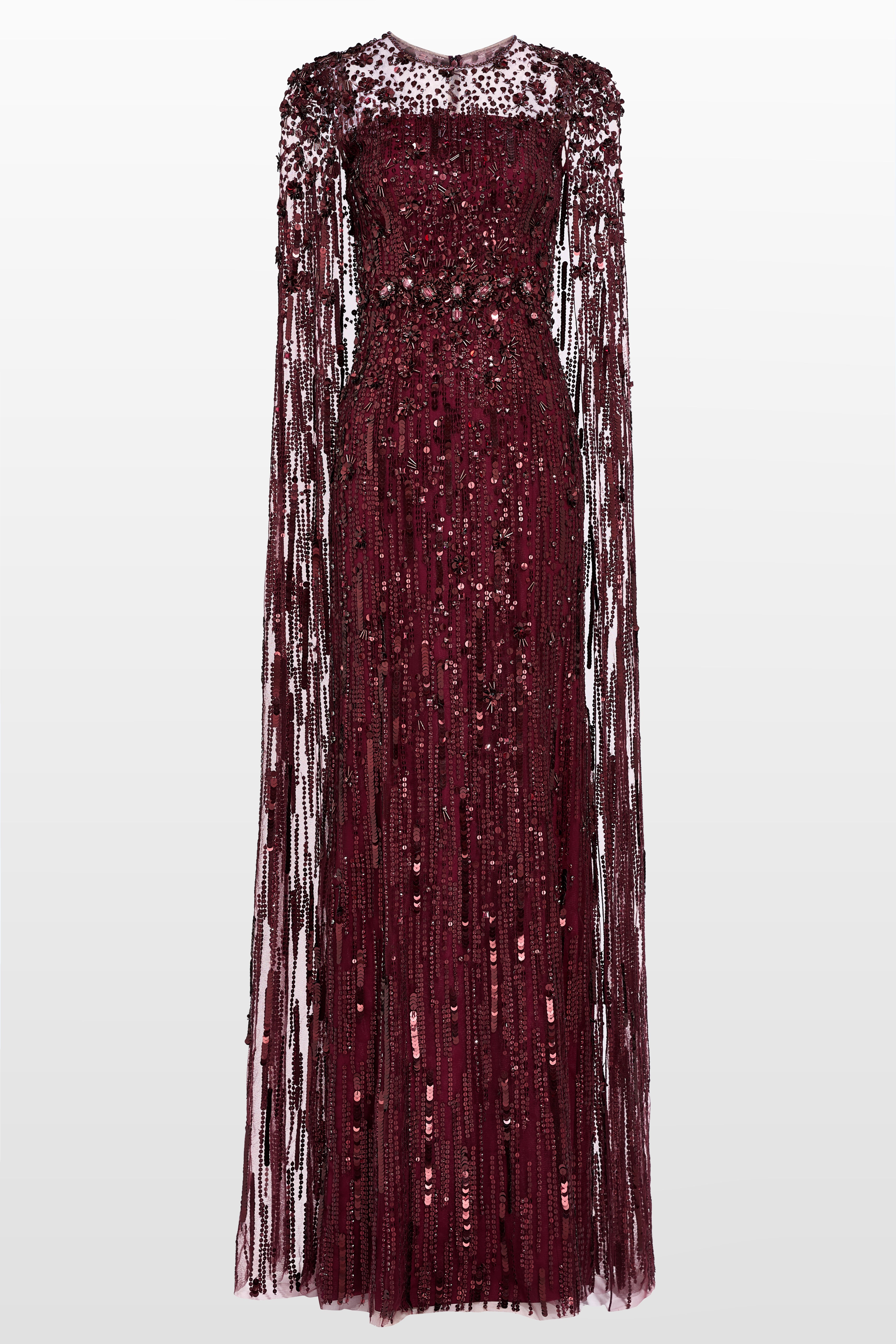 Ruby Evening Gown with Floral Appliqu Ruby Evening Gown with Floral Appliqu