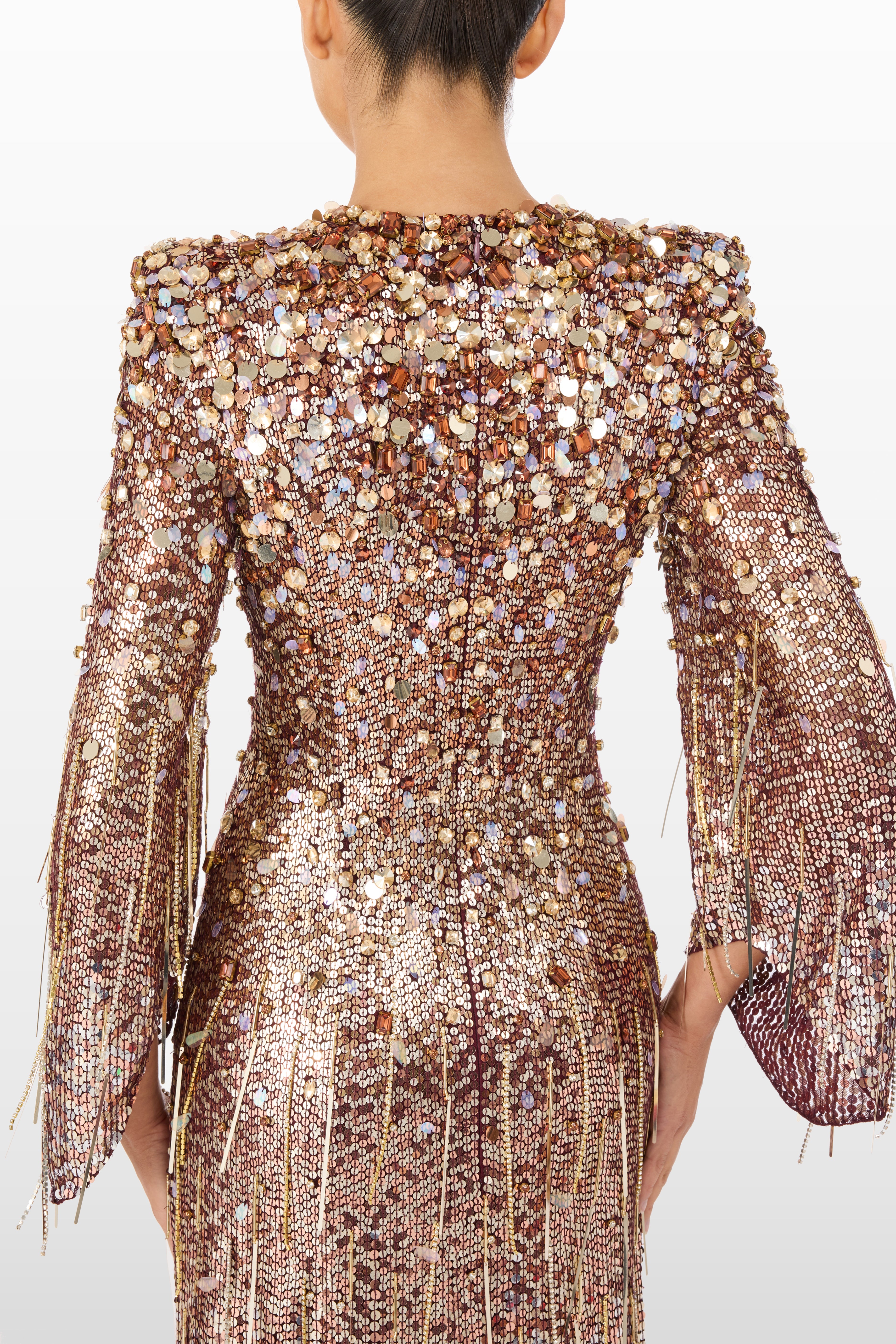 Phara Sequin Gown with Sculptural Shoulders Phara Sequin Gown with Sculptural Shoulders