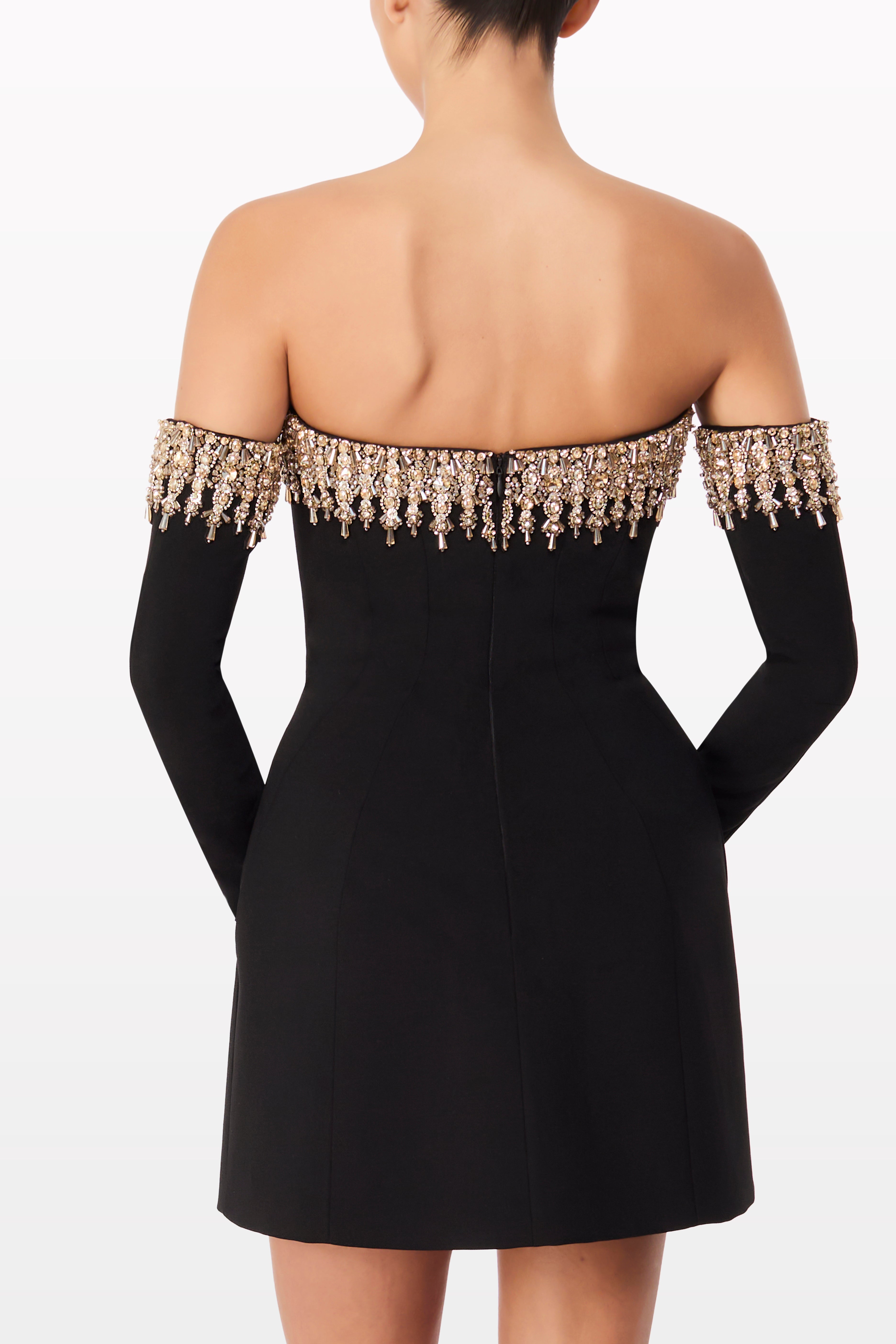 Love Bubble Off-Shoulder Mini with Mirror Embellish Love Bubble Off-Shoulder Mini with Mirror Embellish