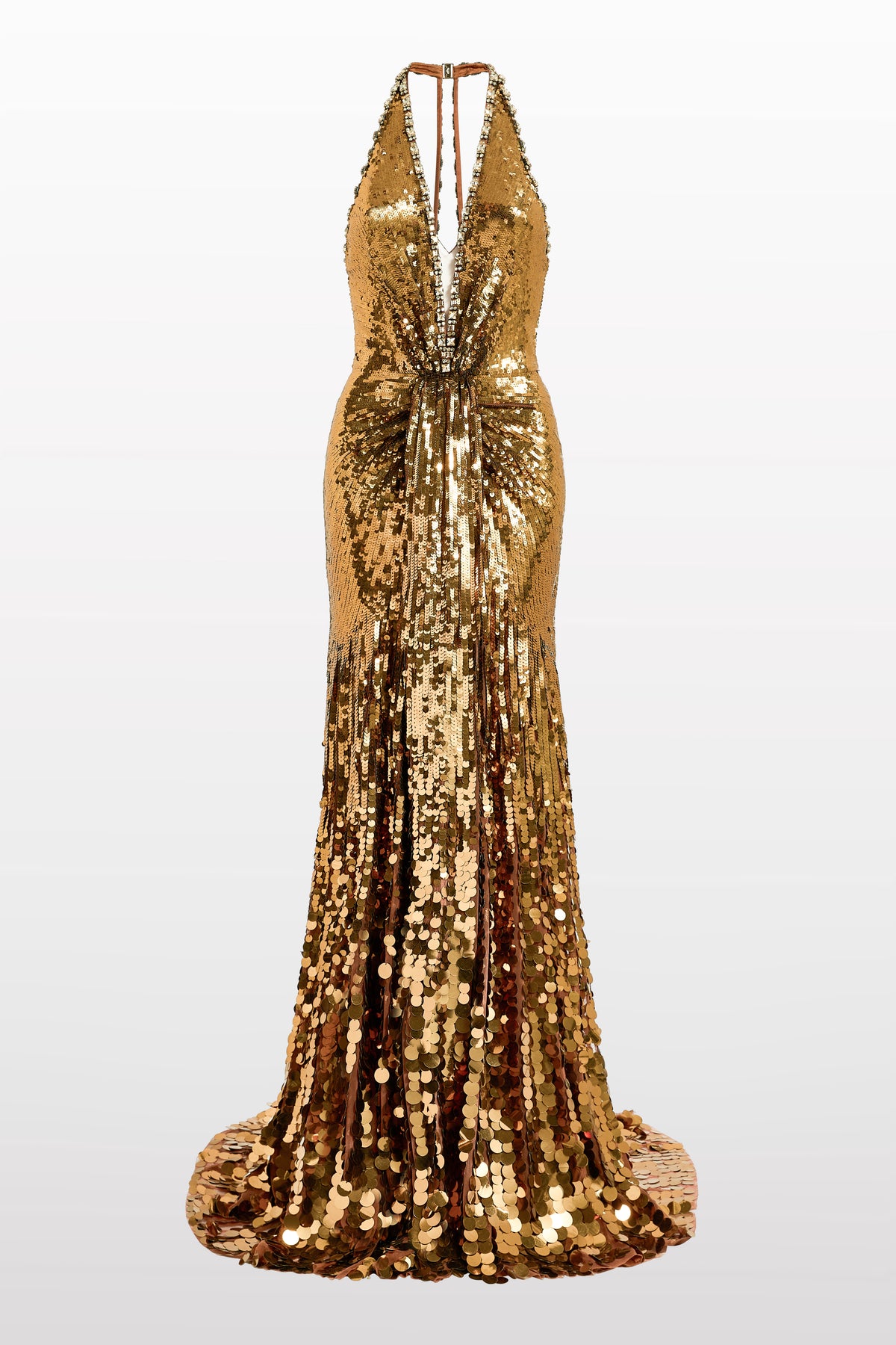 Jenny Packham Women's Lisette Sequin-Embellished Maxi Dress - Gold - Size 12 UK/8 US - Bronze