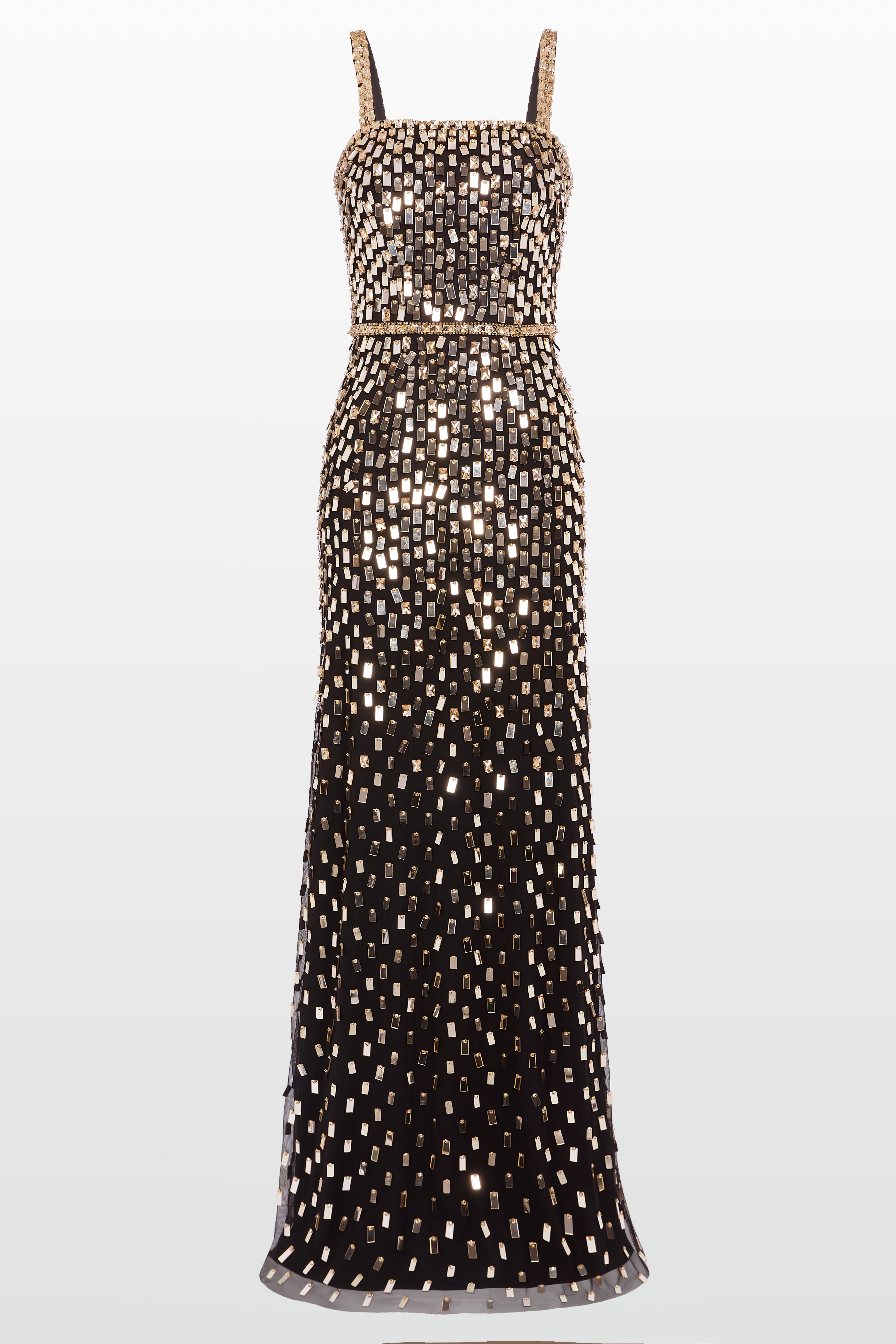 Juliette Embellished Column Gown with Square Neckline Juliette Embellished Column Gown with Square Neckline
