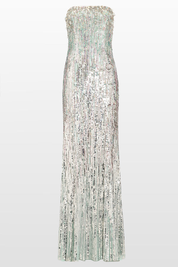 Jenny Packham Women's Honesty Sequin-Embellished Maxi Dress - Silver - Size 8 UK/4 US