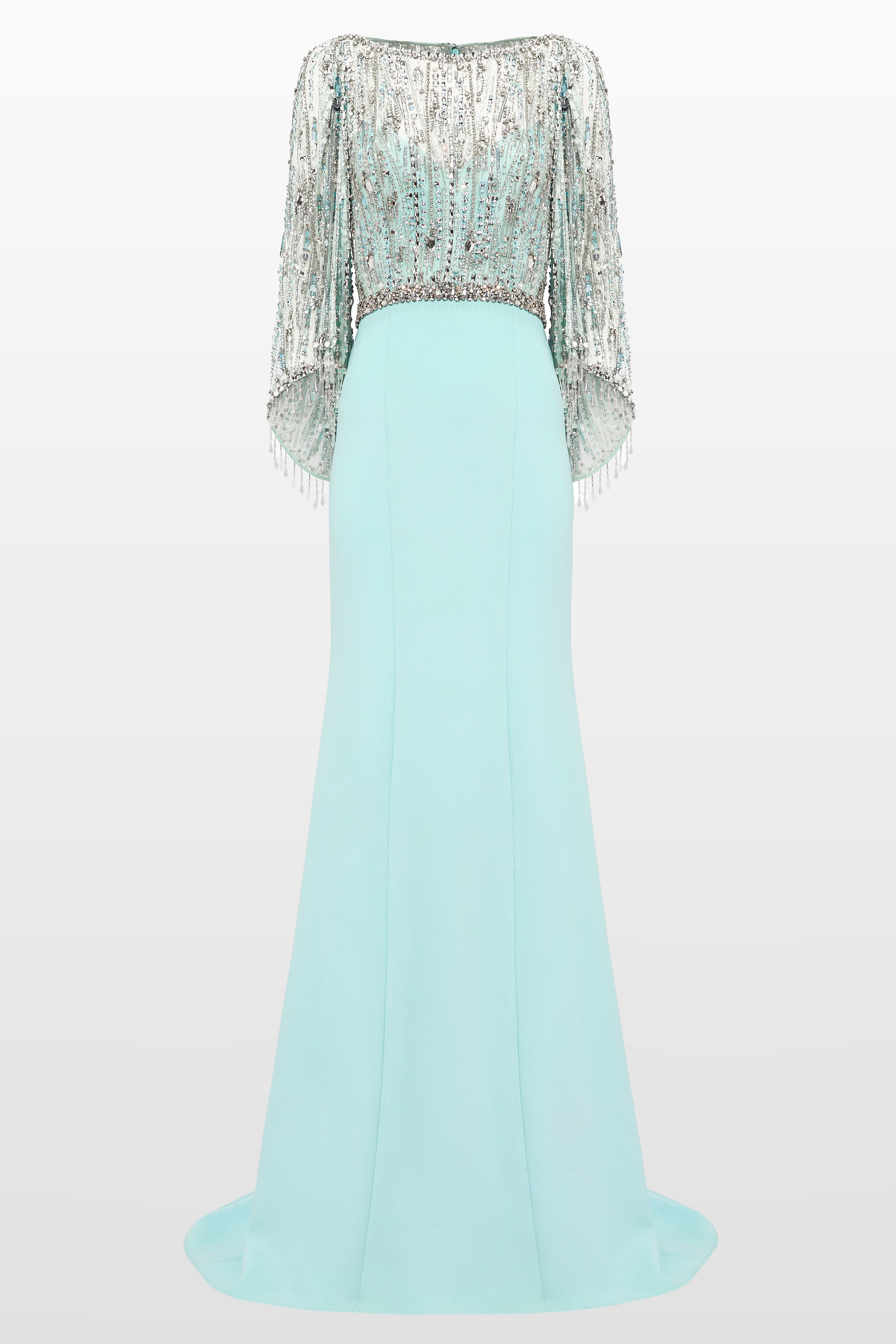 jenny packham light blue dress Lima embellished maxi dress in blue - Jenny Packham