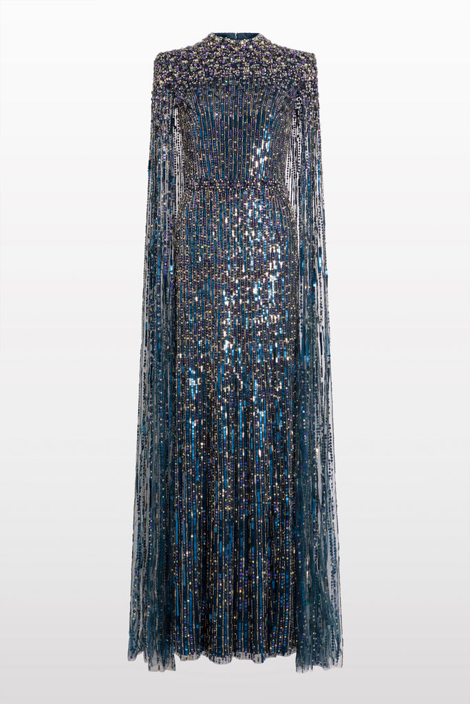 knee length dresses for ladies Jenny Packham Jazz Sequin-embellished Floral-pattern Mini Dress in Denim at Nordstrom, Size 8 UK main image 0